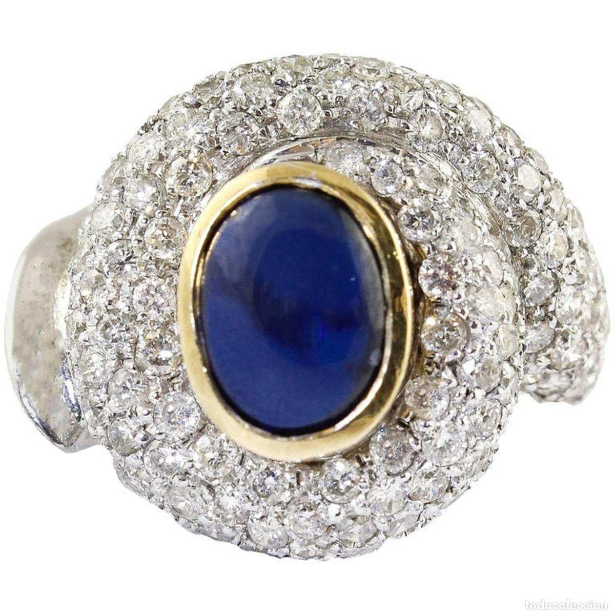 Joyeria: Anillo de oro blanco con diamantes y zafiros - Foto 1