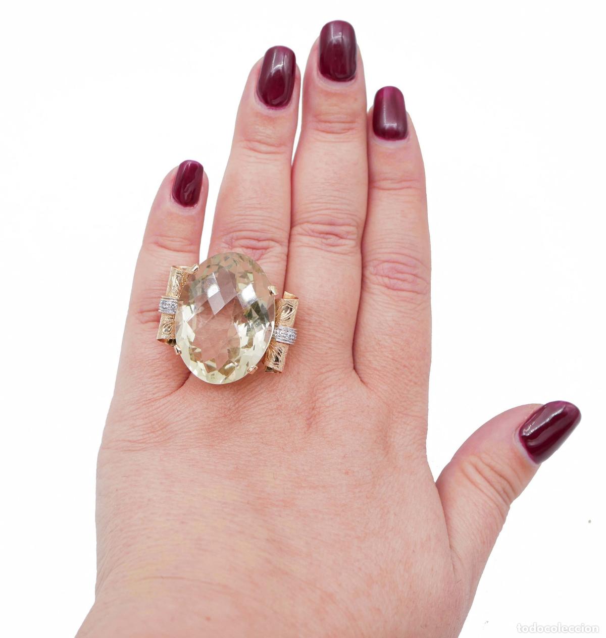 Joyeria: Anillo de topacio, diamantes, oro rosa y blanco - Foto 5