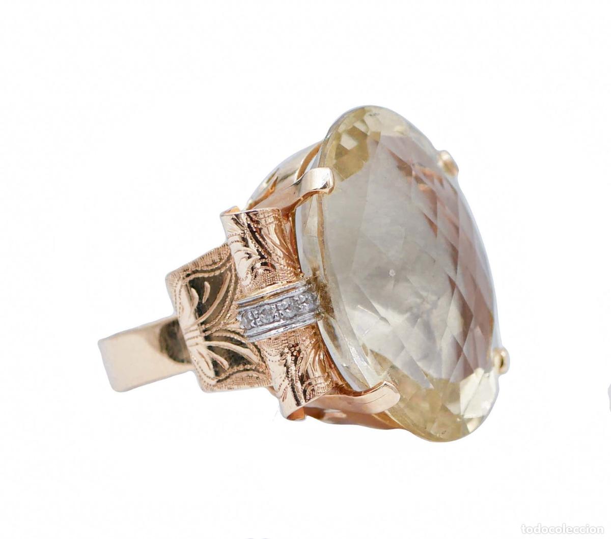 Joyeria: Anillo de topacio, diamantes, oro rosa y blanco - Foto 7
