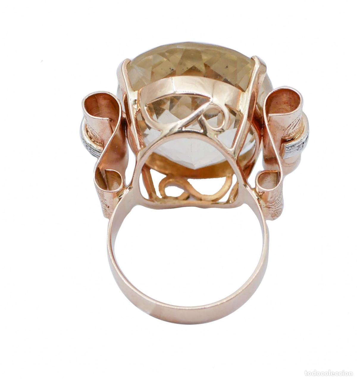 Joyeria: Anillo de topacio, diamantes, oro rosa y blanco - Foto 8