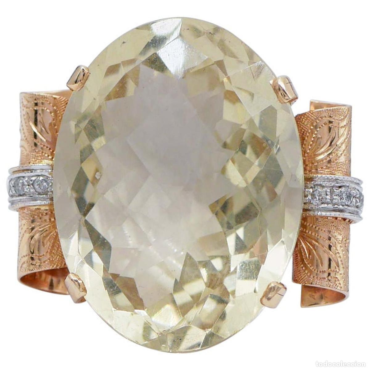 Joyeria: Anillo de topacio, diamantes, oro rosa y blanco - Foto 1