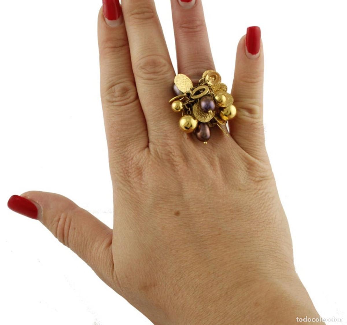 Joyeria: Anillo de oro amarillo con perlas violetas - Foto 6