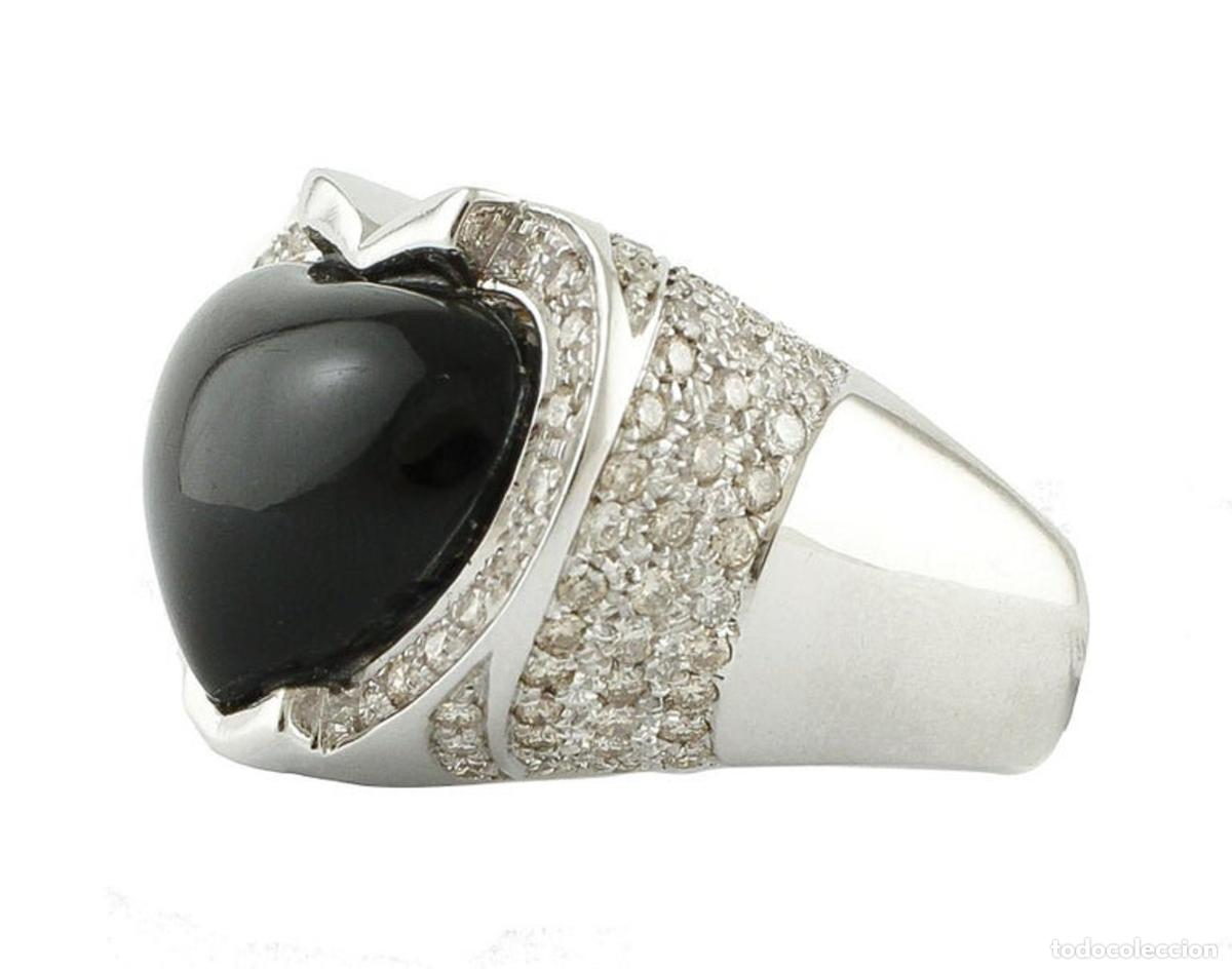 Joyeria: Anillo de moda de oro blanco con &oacute;nix y diamantes blancos en forma de coraz&oacute;n - Foto 7