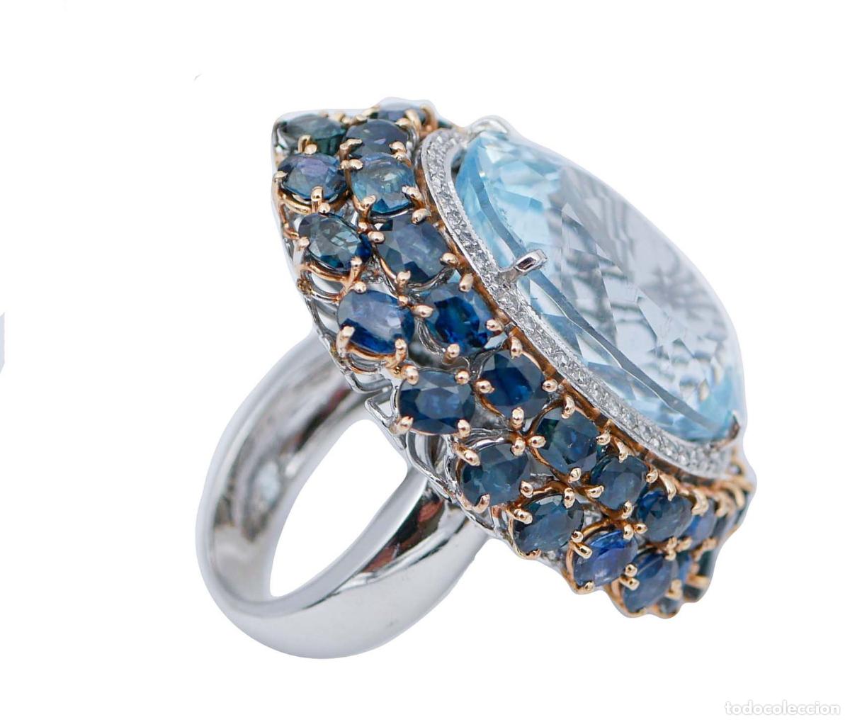 Joyeria: Anillo de oro con topacio azul y zafiro - Foto 4