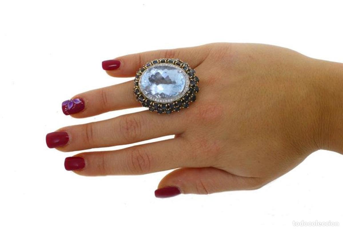 Joyeria: Anillo de oro con topacio azul y zafiro - Foto 7