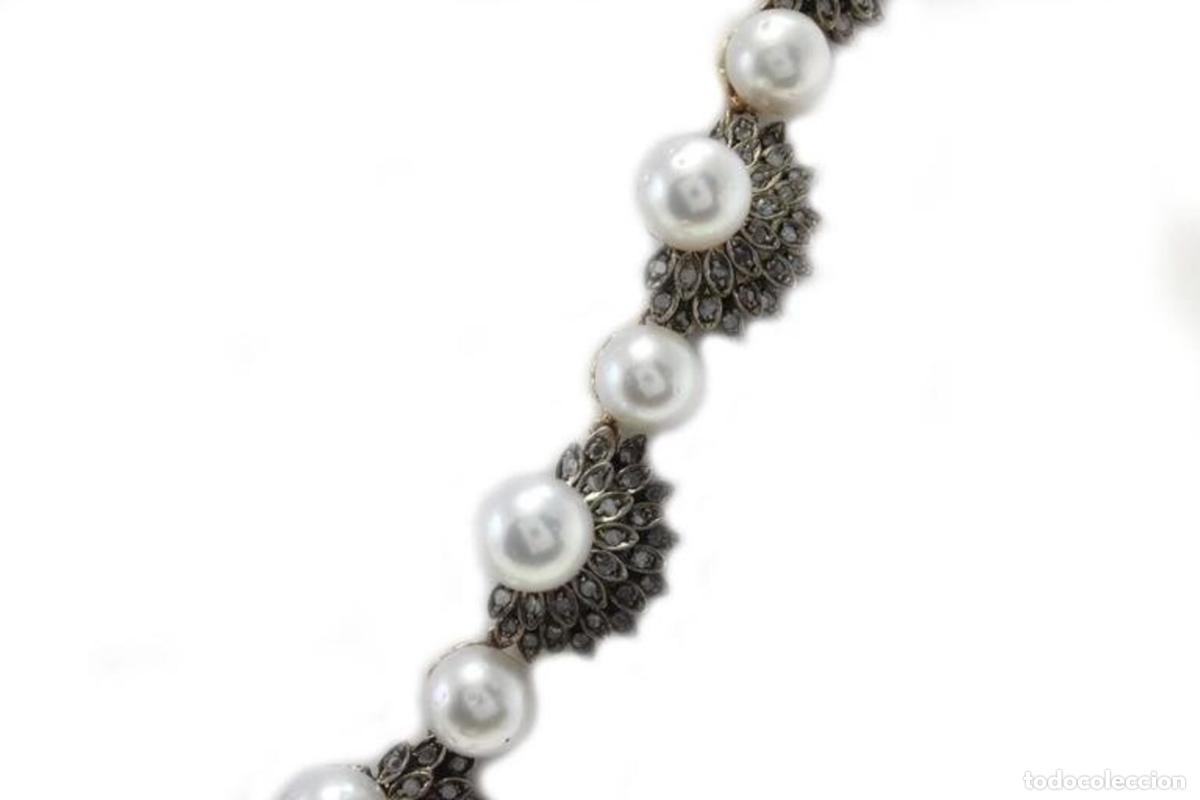 Joyeria: Collar de oro rosa y plata con diamantes y perlas marinas - Foto 5