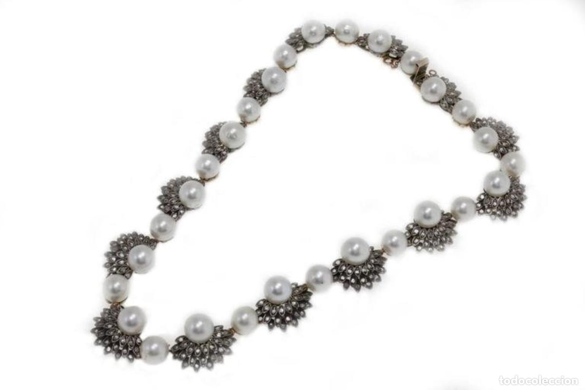 Joyeria: Collar de oro rosa y plata con diamantes y perlas marinas - Foto 6