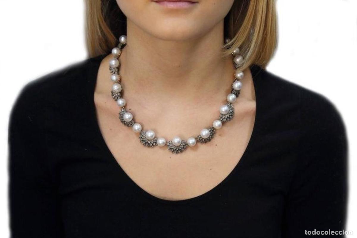 Joyeria: Collar de oro rosa y plata con diamantes y perlas marinas - Foto 7