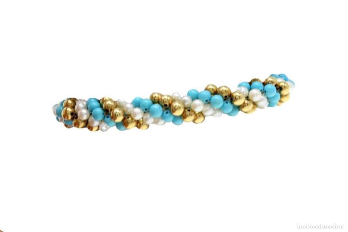 Joyeria: Pulsera de oro de 18 kt con perla turquesa - Foto 8