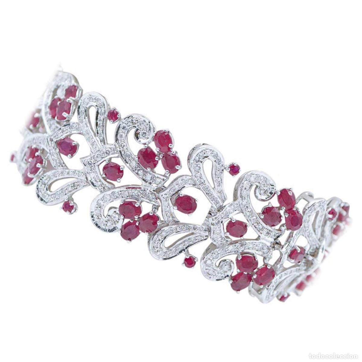Joyeria: Pulsera de rub&iacute;es, diamantes y oro blanco - Foto 1