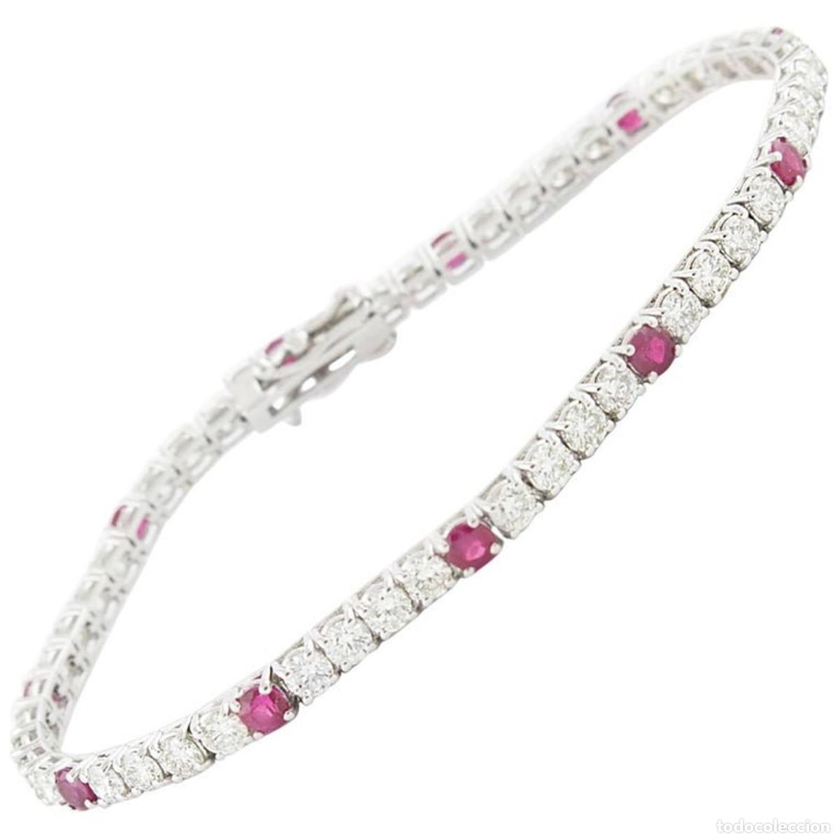 Joyeria: Pulsera de tenis de oro blanco con rub&iacute; y diamantes - Foto 1