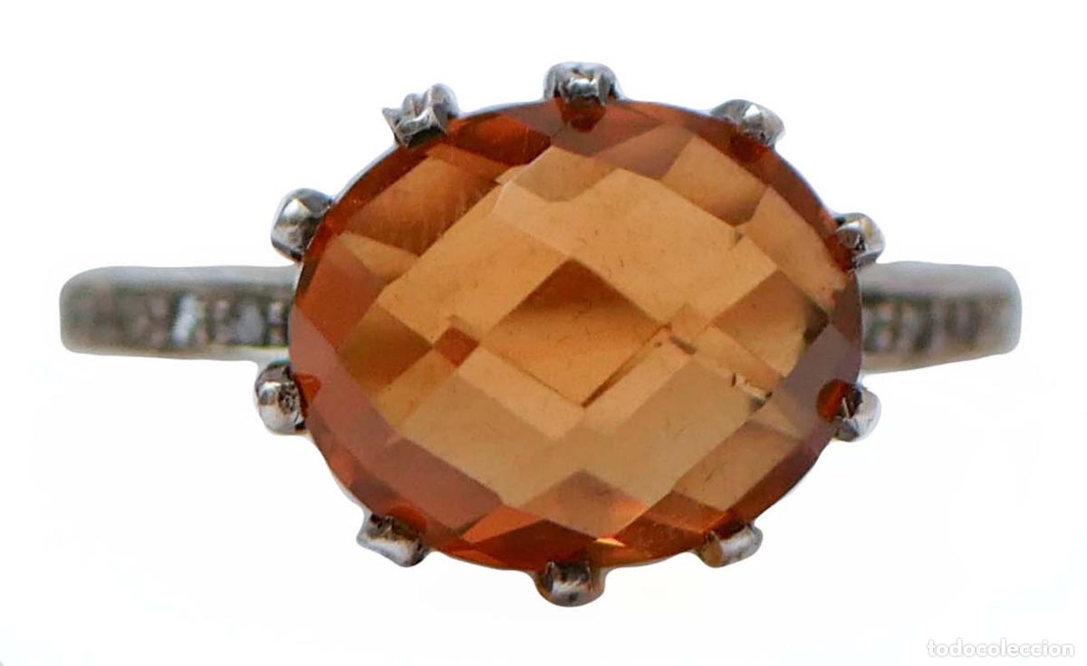 Joyeria: Anillo de topacio, diamantes, oro rosa y plata - Foto 6