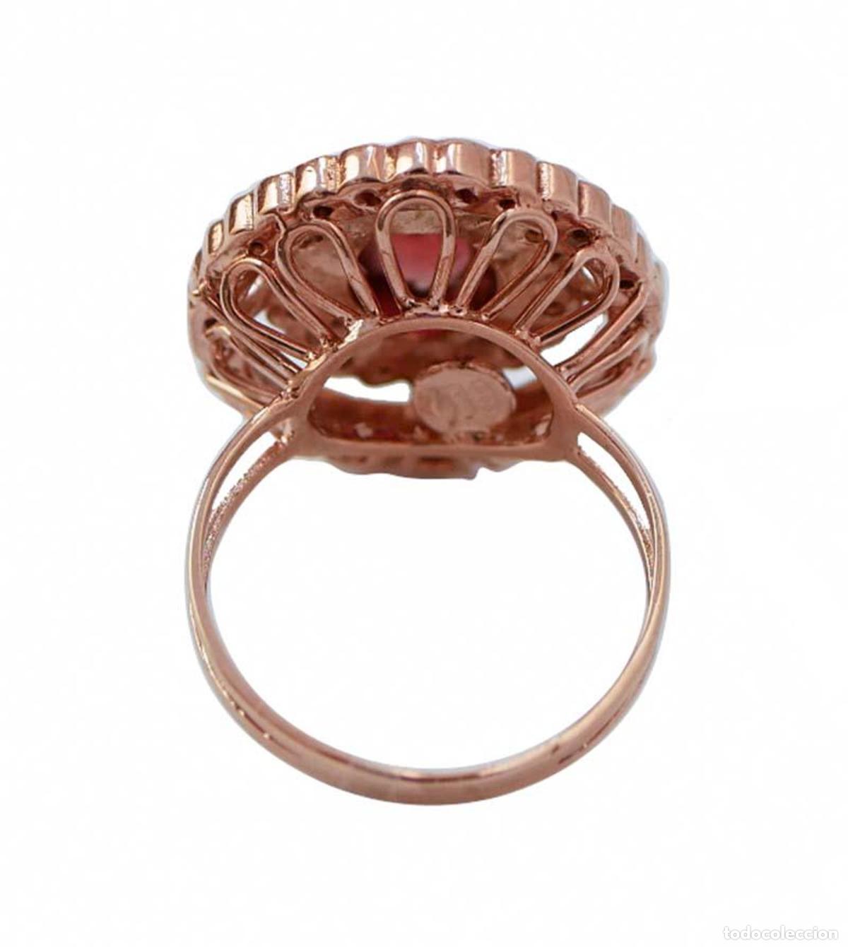 Joyeria: Anillo de granates, diamantes, oro rosa y plata - Foto 2