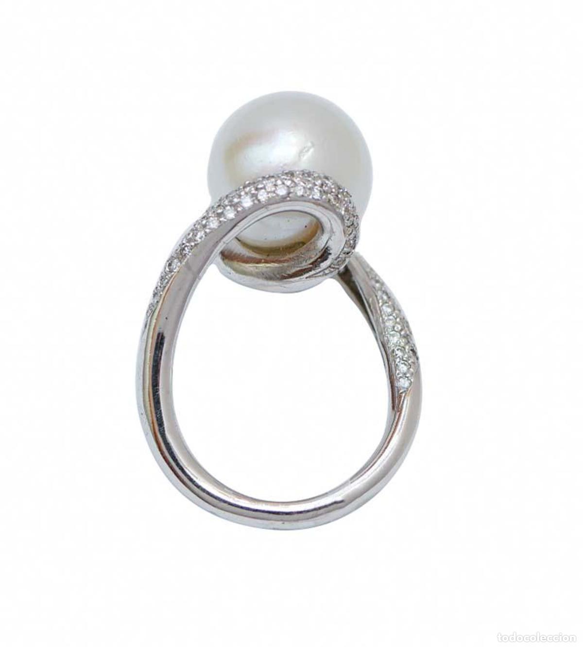 Joyeria: Anillo de oro blanco con perla de los mares del Sur, diamantes - Foto 3