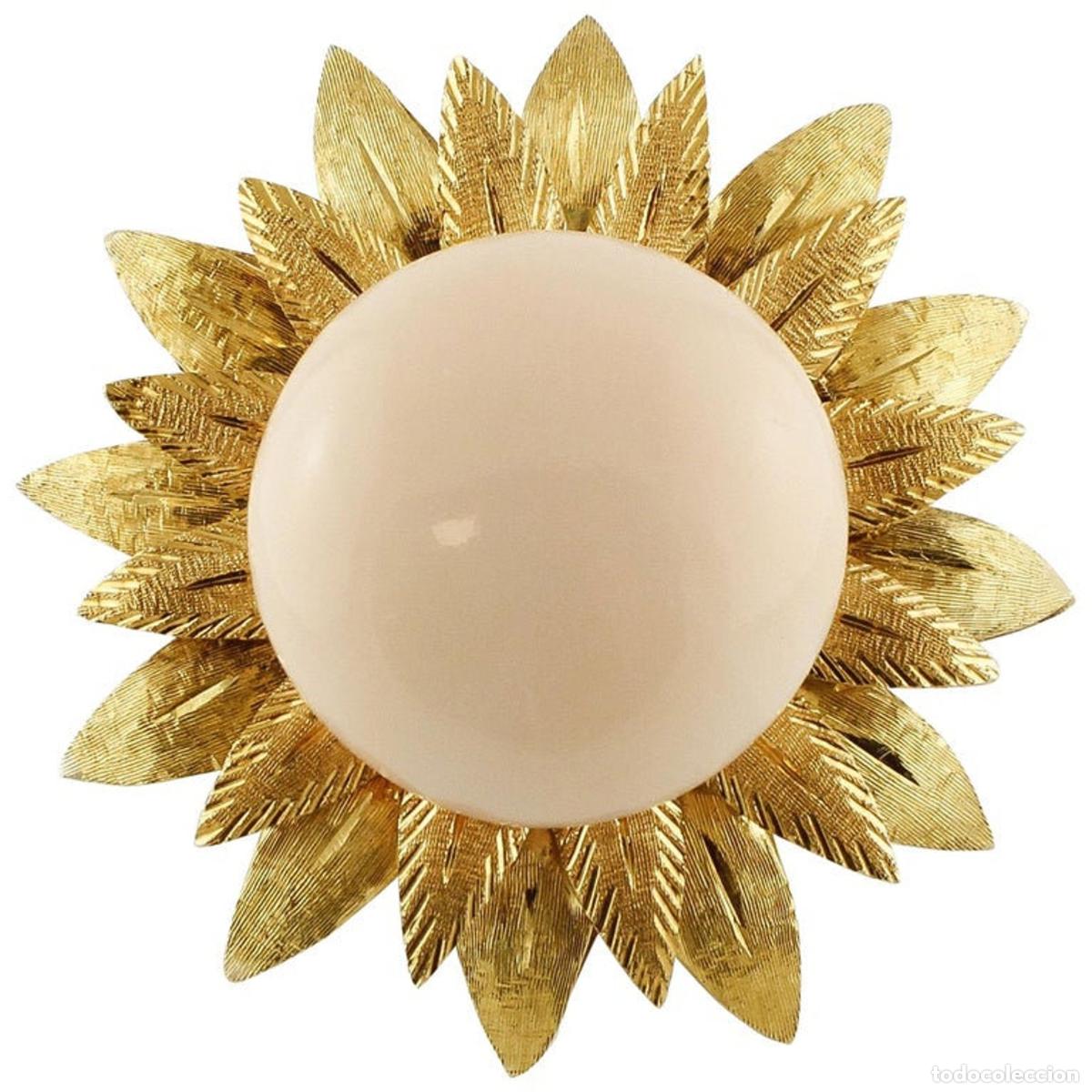 Joyeria: Anillo de moda con forma de flor de oro amarillo y bot&oacute;n de coral rosa - Foto 1