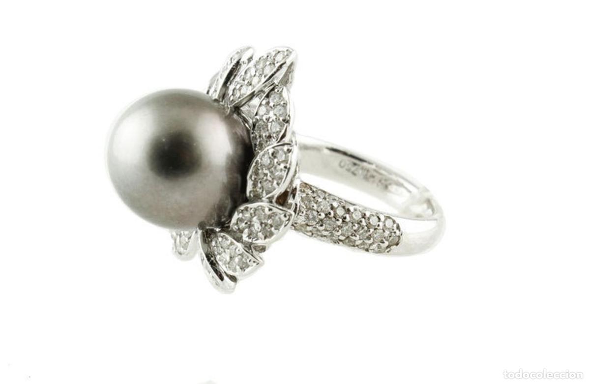 Joyeria: Anillo de oro blanco con diamantes blancos y perlas grises - Foto 7