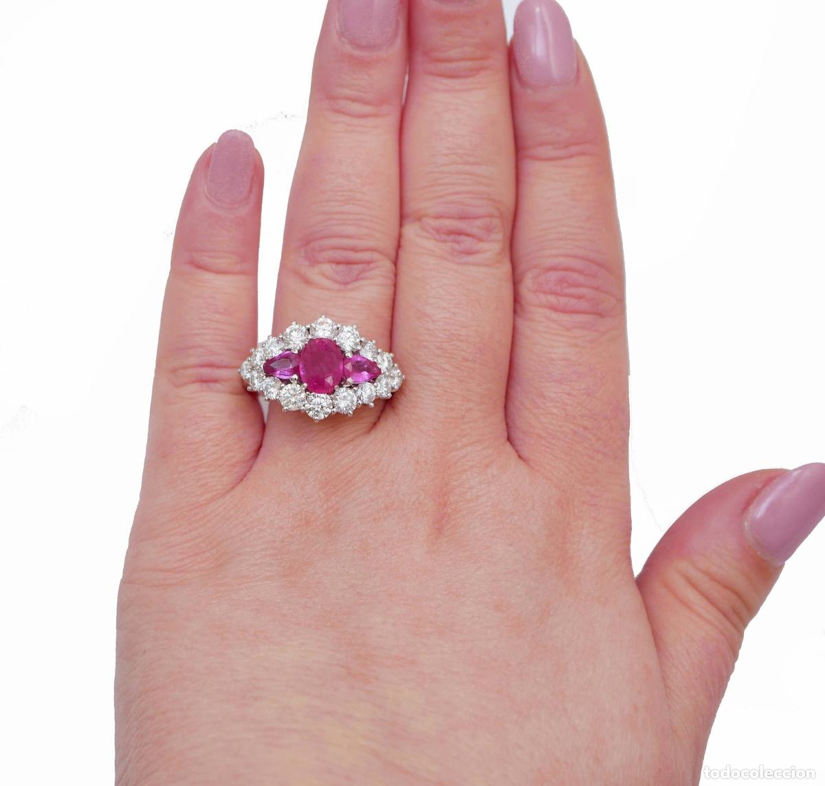 Joyeria: Anillo de oro blanco con rub&iacute;es y diamantes - Foto 7