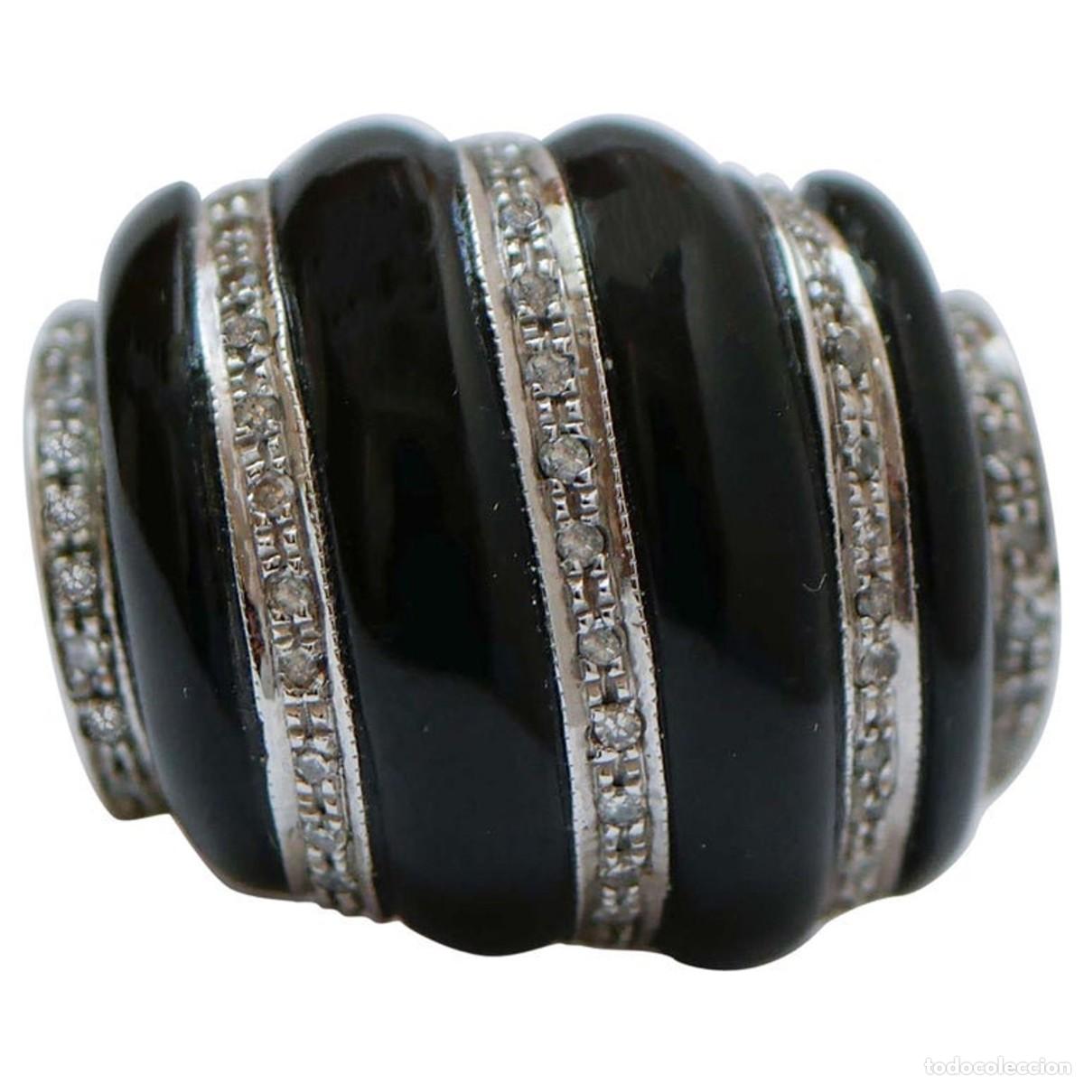 Joyeria: Anillo de oro blanco con &oacute;nix, diamantes y c&uacute;pula - Foto 9