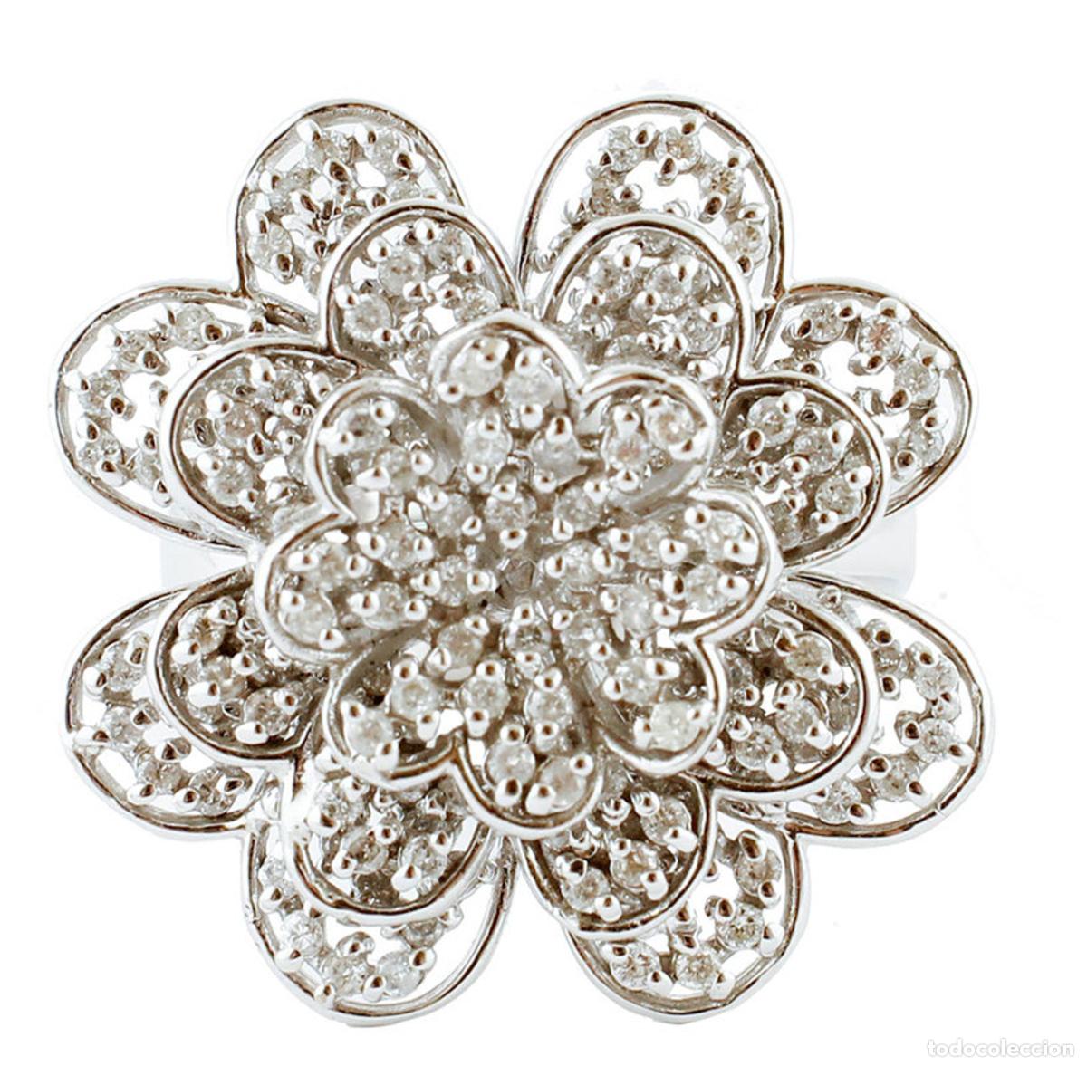 Joyeria: Anillo de diamantes con flores - Foto 1