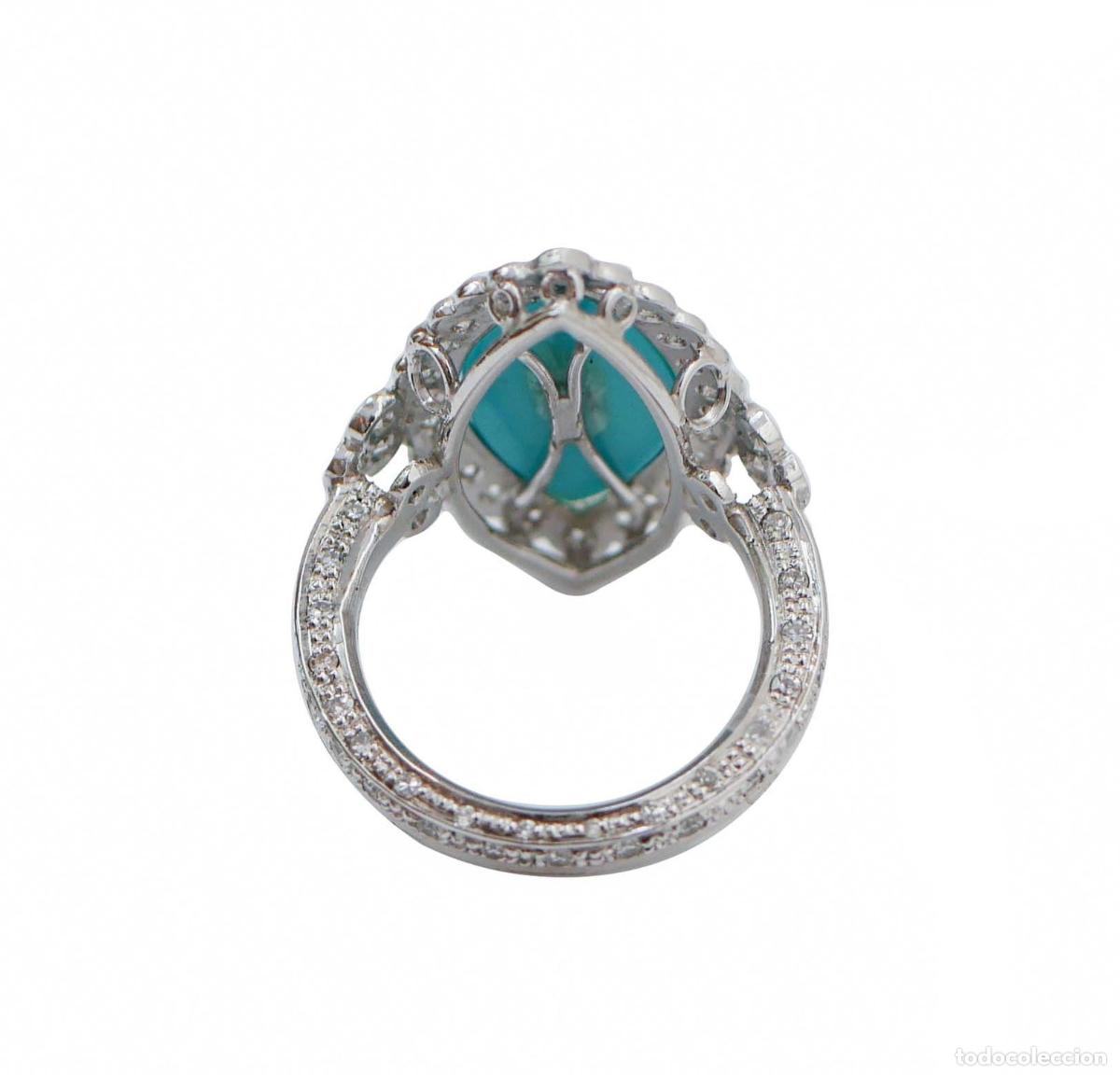 Joyeria: Anillo de turquesa, diamantes y platino - Foto 2