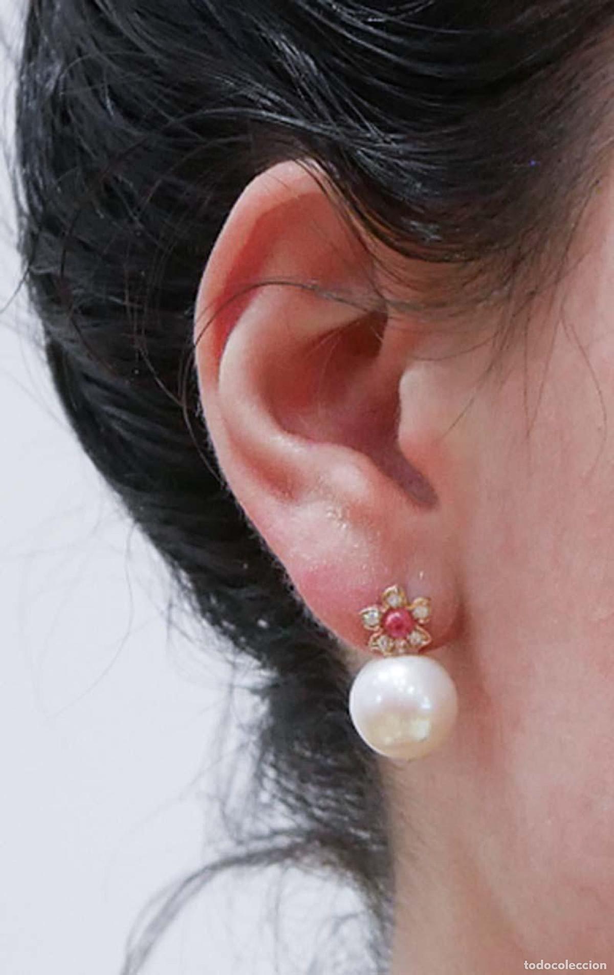 Joyeria: Pendientes de perlas, rub&iacute;es, diamantes y oro rosa - Foto 9