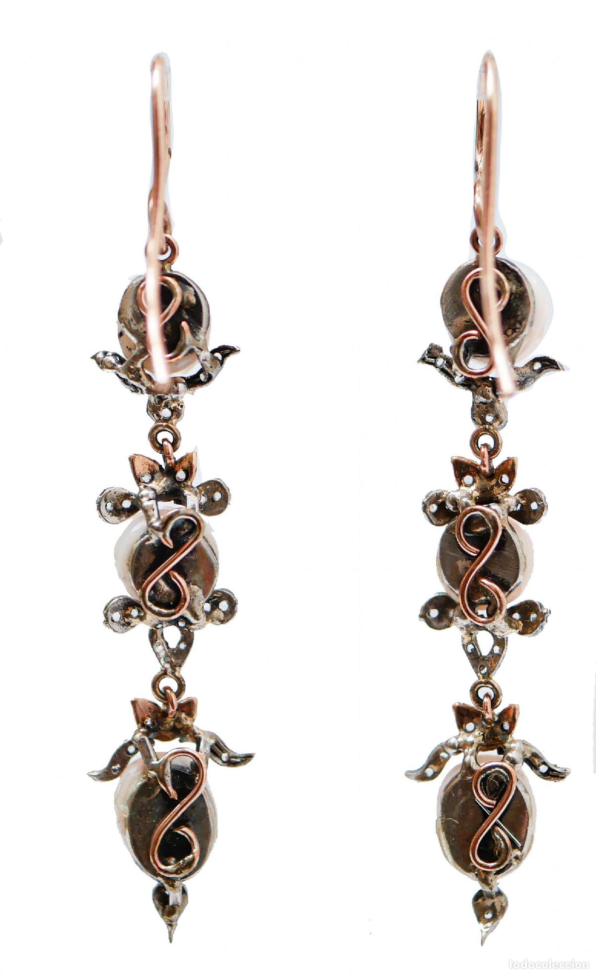 Joyeria: Pendientes de corales, diamantes, oro rosa y plata - Foto 6