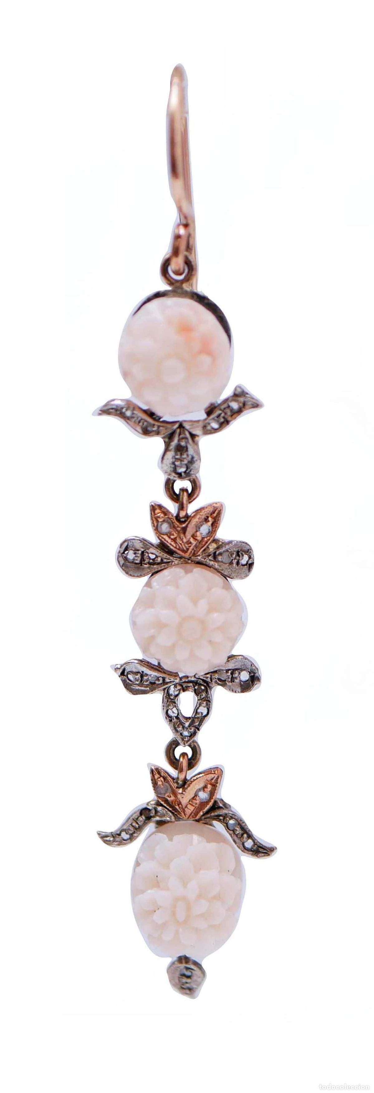 Joyeria: Pendientes de corales, diamantes, oro rosa y plata - Foto 7