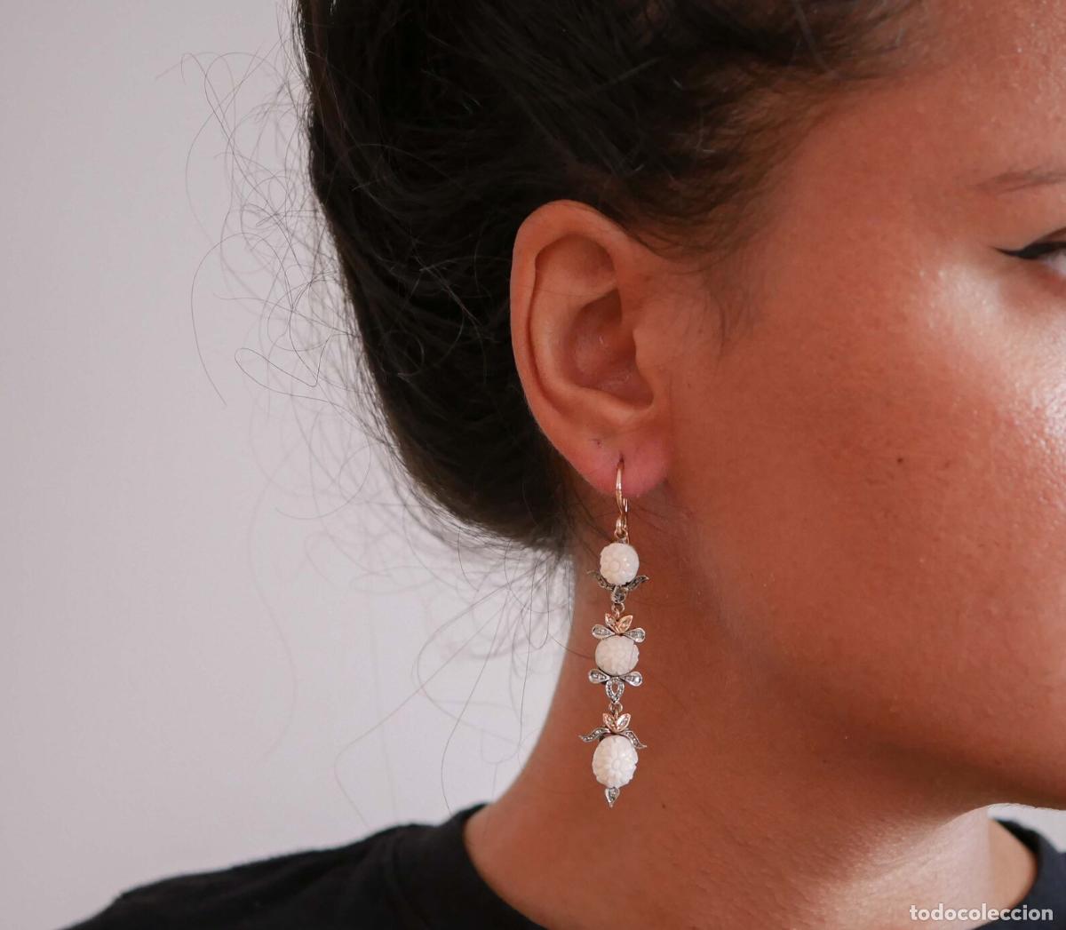 Joyeria: Pendientes de corales, diamantes, oro rosa y plata - Foto 8