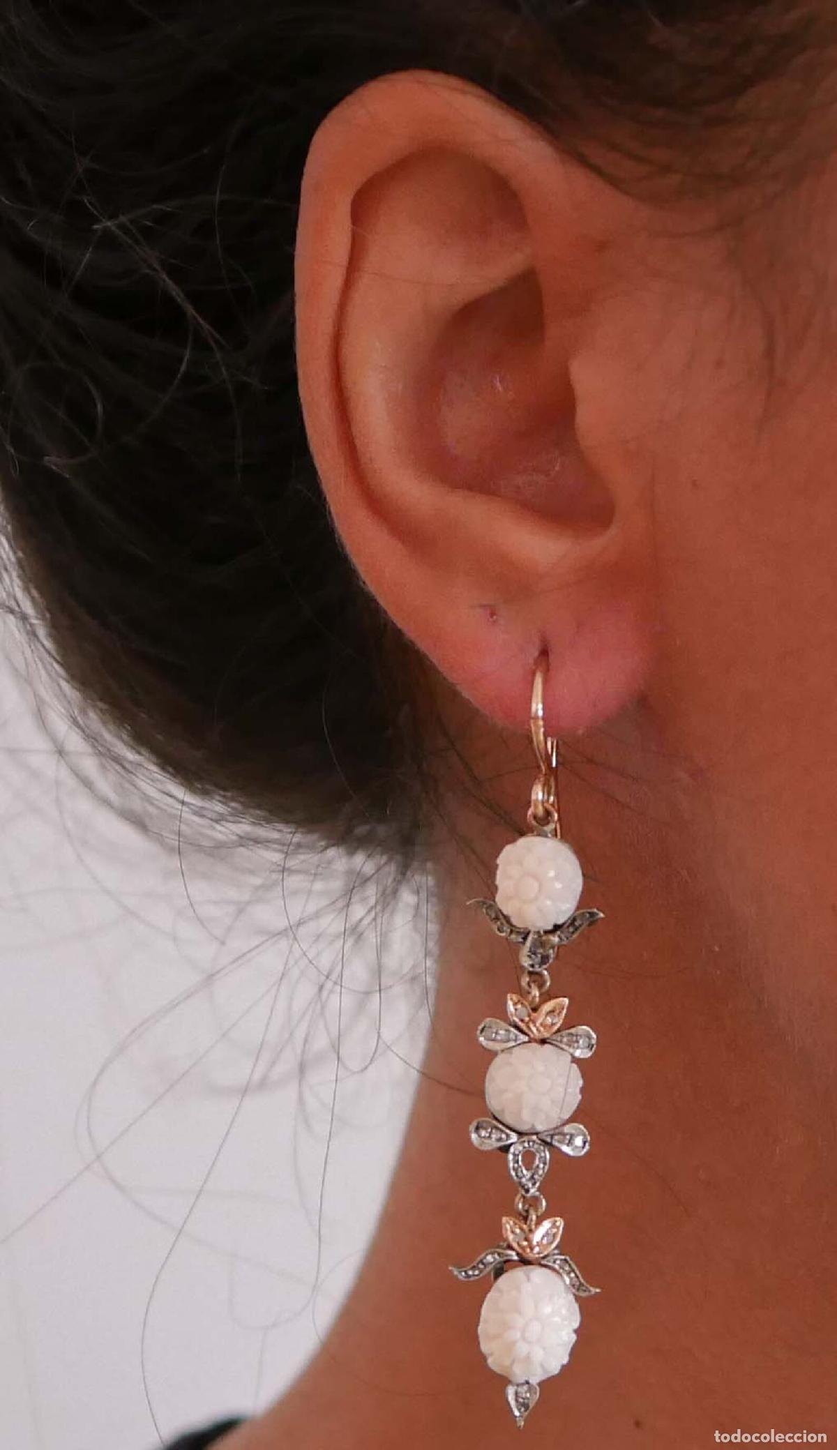 Joyeria: Pendientes de corales, diamantes, oro rosa y plata - Foto 9