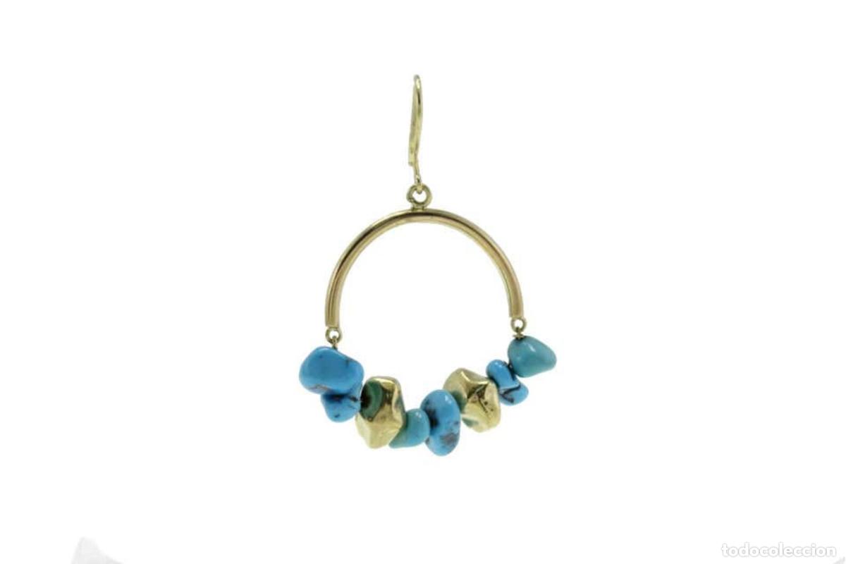 Joyeria: Pendientes de aro dorados con matriz turquesa - Foto 5