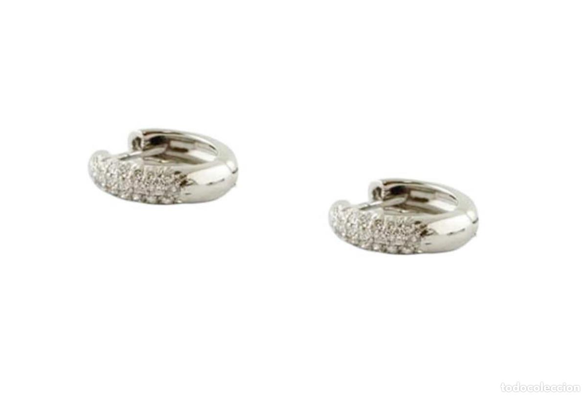 Joyeria: Pendientes de aro con diamantes en oro blanco de 18 quilates - Foto 9