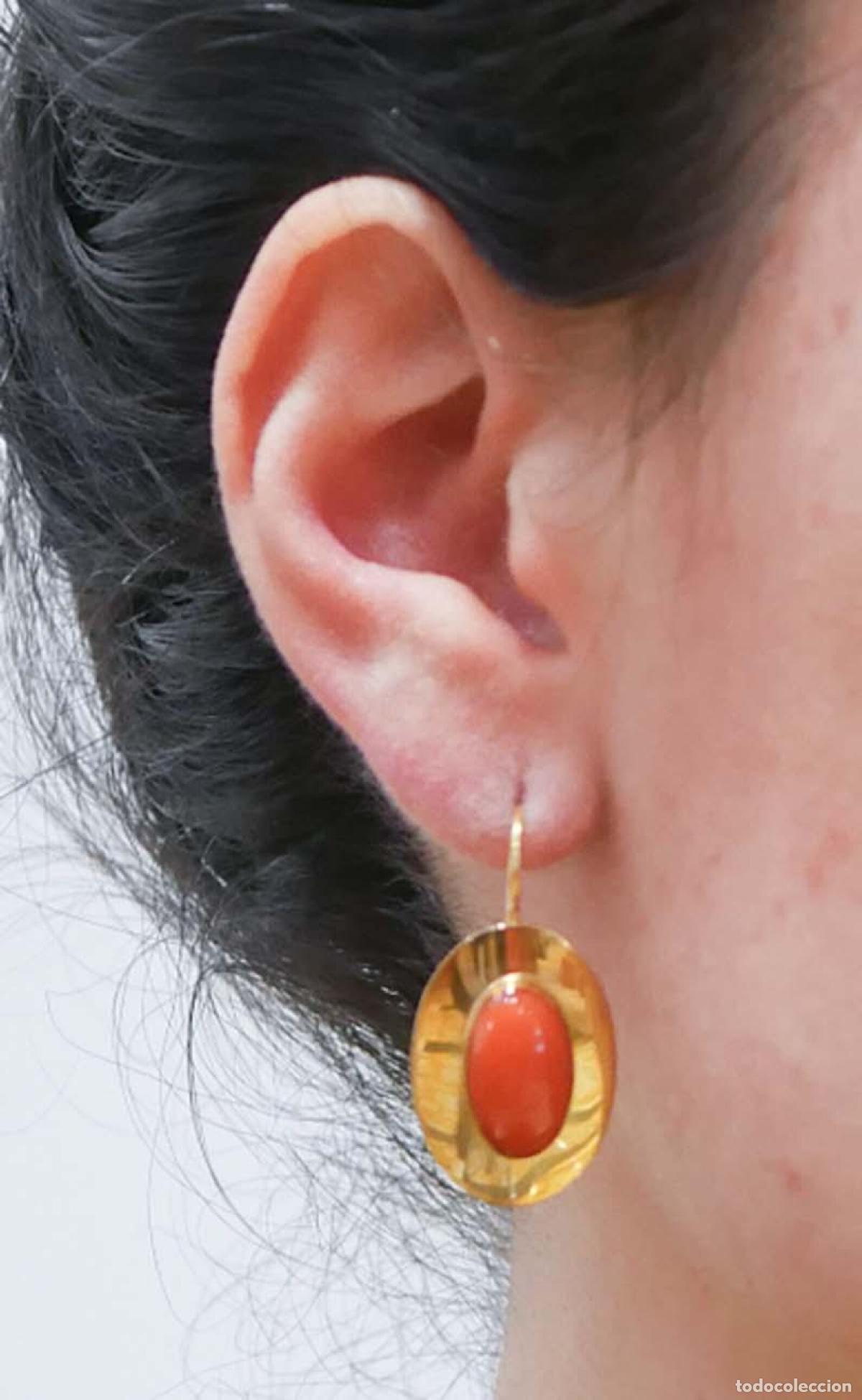 Joyeria: Pendientes de coral en oro amarillo de 18 quilates - Foto 6