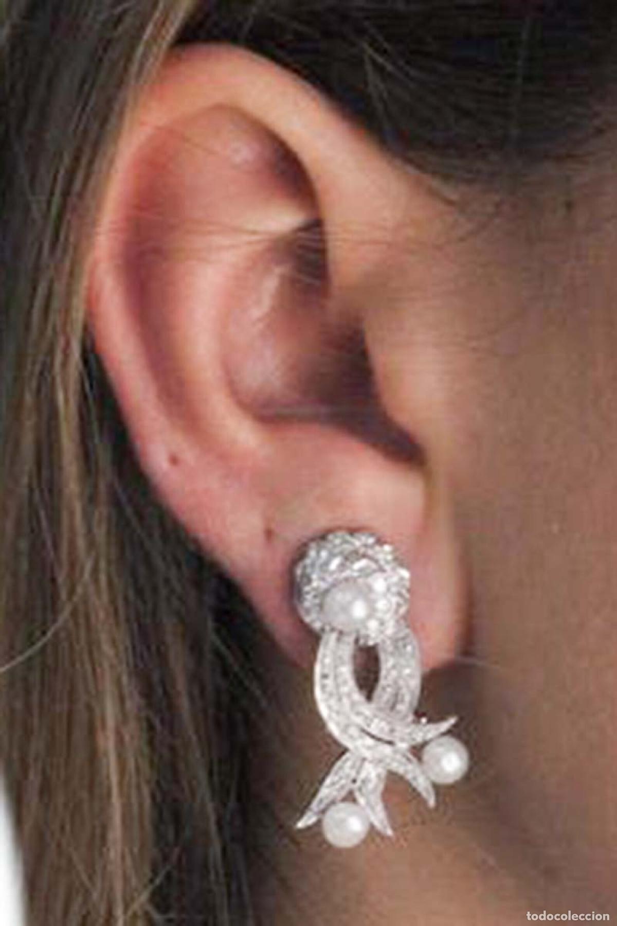 Joyeria: Pendientes de oro blanco con perla y diamantes - Foto 6