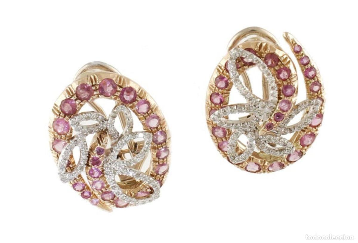 Joyeria: Pendientes Turmalinas Diamantes Oro Rosa - Foto 2