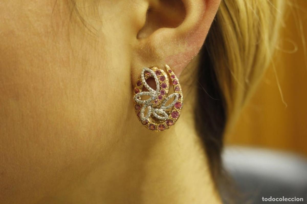 Joyeria: Pendientes Turmalinas Diamantes Oro Rosa - Foto 8