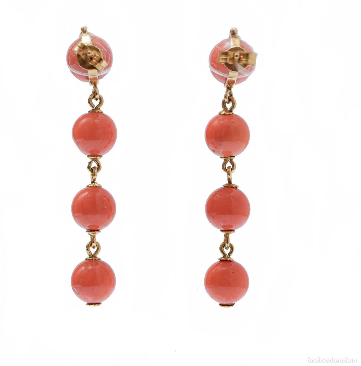 Joyeria: Pendientes de coral en oro amarillo de 18 quilates - Foto 6