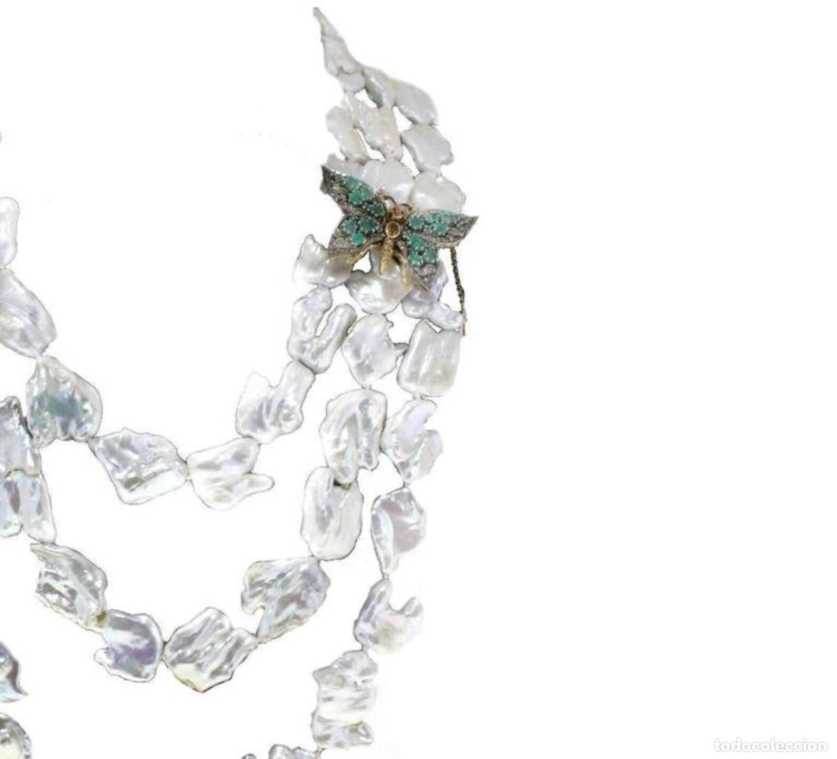 Joyeria: Collar de plata y oro con topacio esmeralda, granate, perla y perla - Foto 5