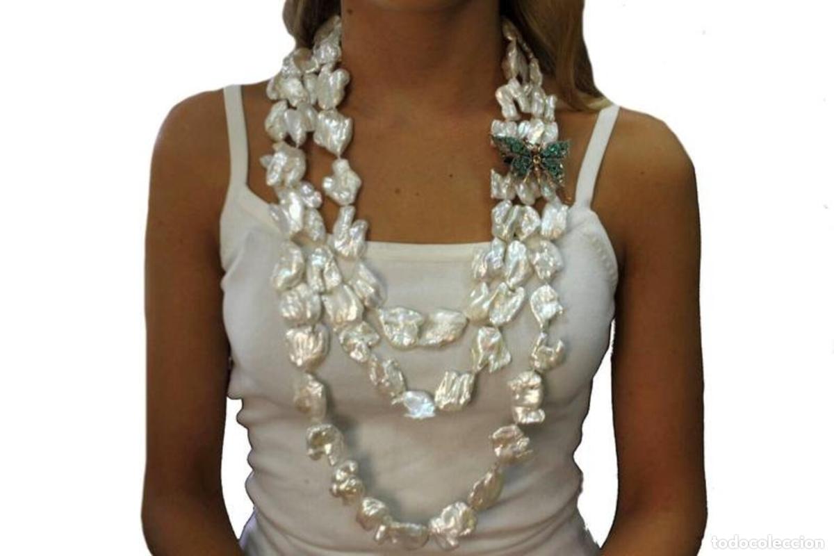 Joyeria: Collar de plata y oro con topacio esmeralda, granate, perla y perla - Foto 7