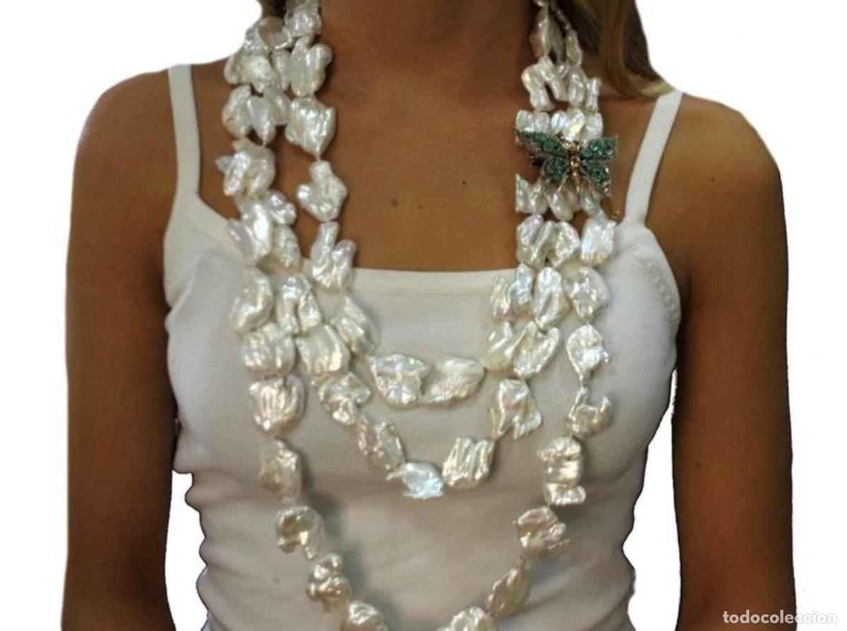 Joyeria: Collar de plata y oro con topacio esmeralda, granate, perla y perla - Foto 8
