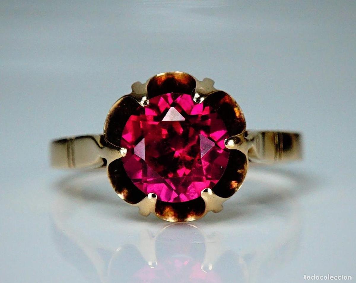 Joyeria: Anillo de compromiso vintage con rub&iacute; en oro rosa - Foto 1