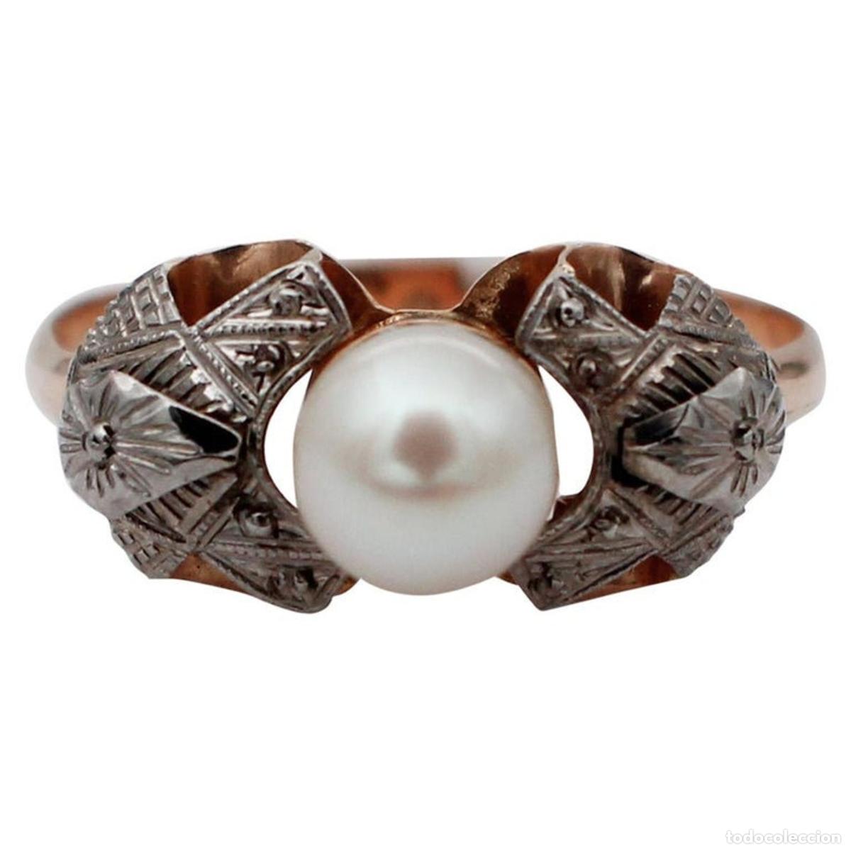 Joyeria: Anillo de perla, oro blanco y rosa - Foto 1