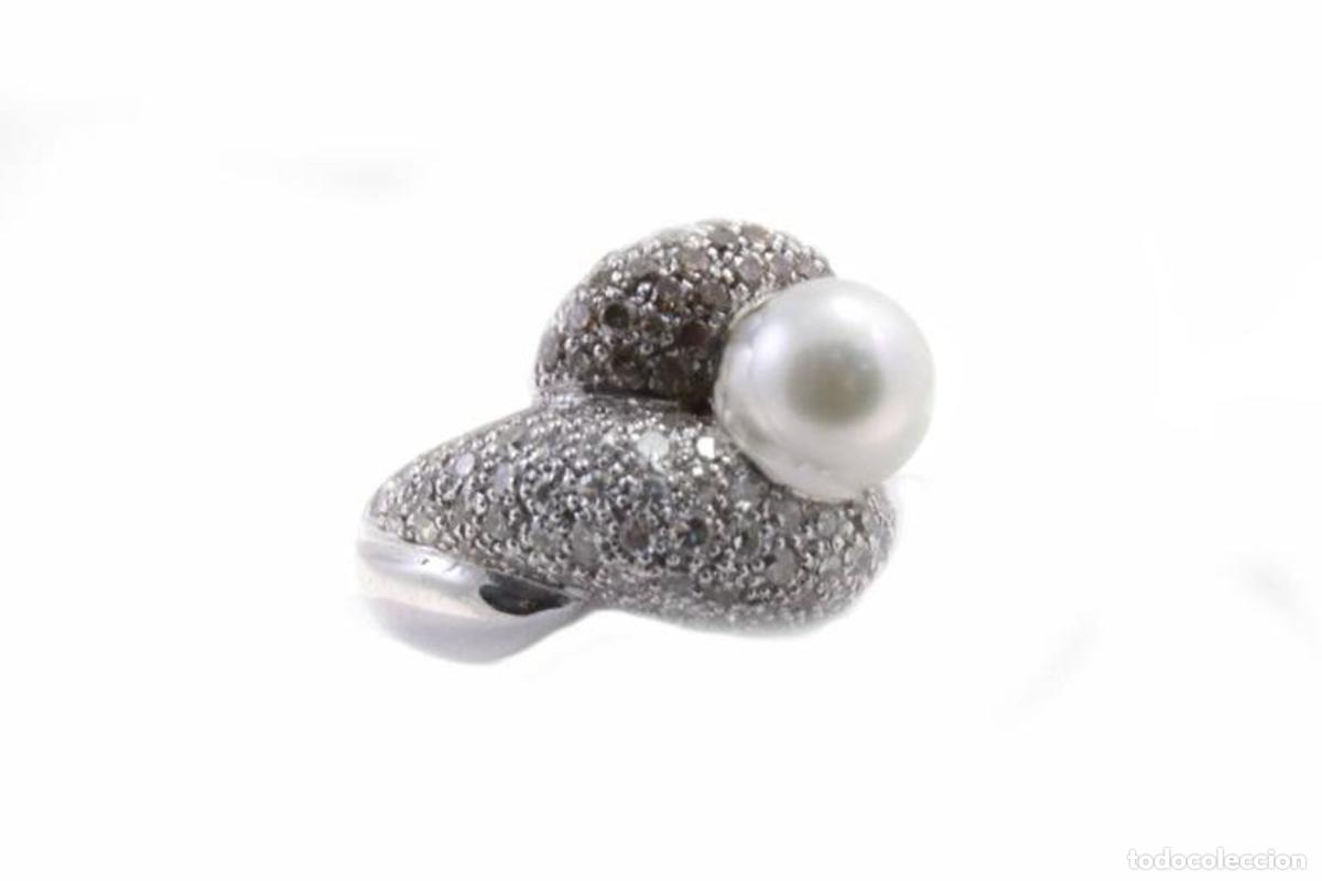 Joyeria: Anillo artesanal con perla de diamante marr&oacute;n y blanco - Foto 7