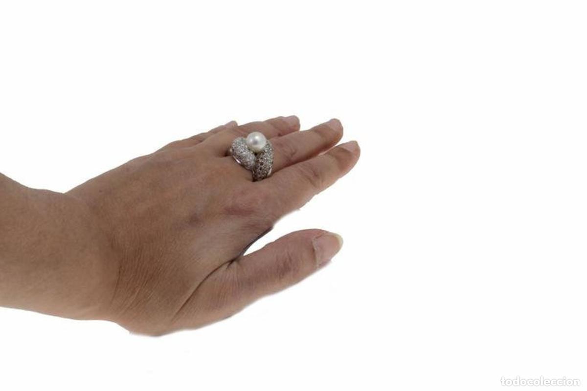 Joyeria: Anillo artesanal con perla de diamante marr&oacute;n y blanco - Foto 9