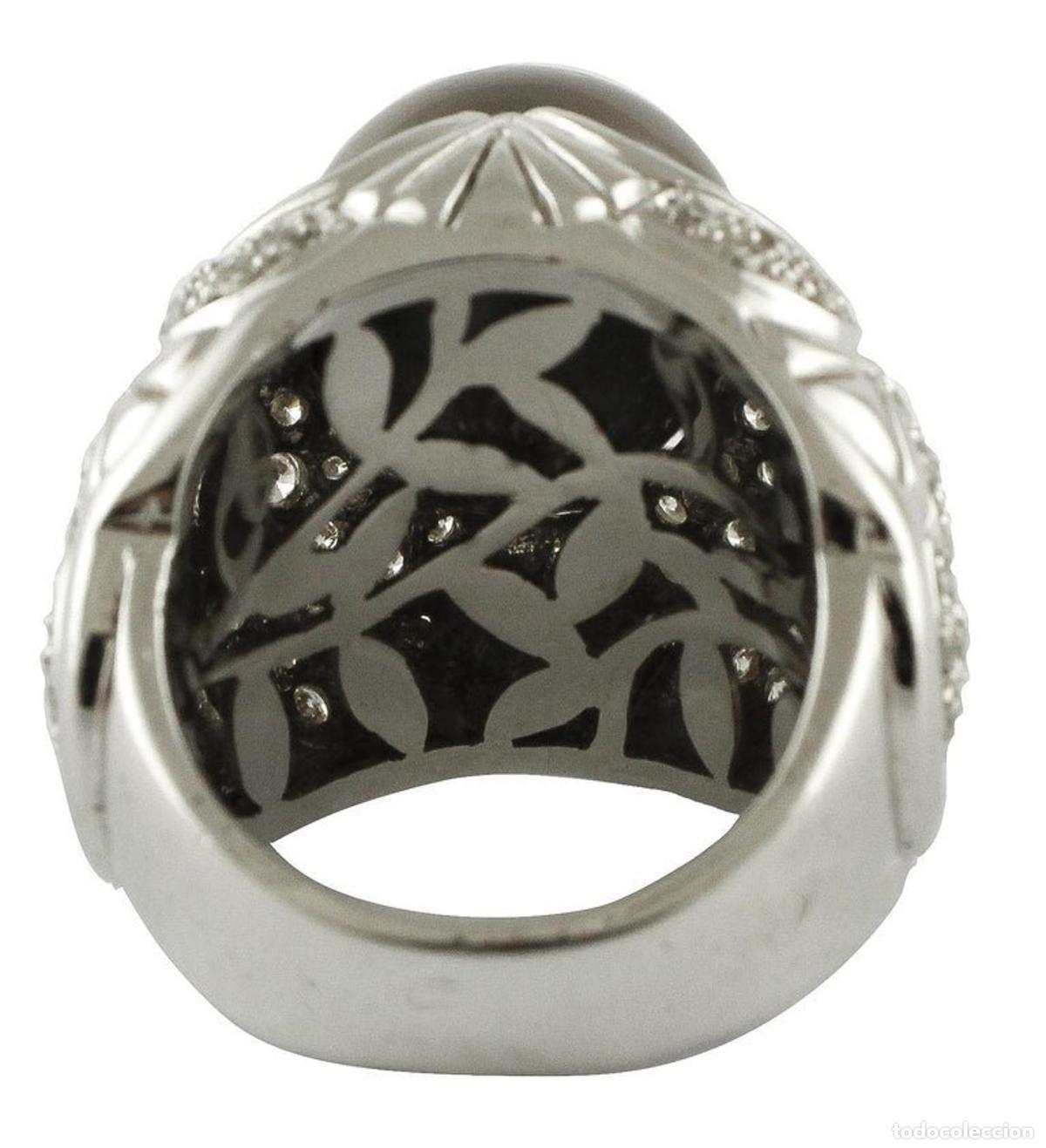 Joyeria: Anillo de oro blanco con perla gris y diamantes - Foto 6