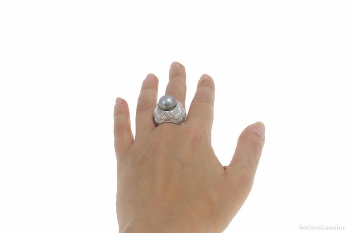 Joyeria: Anillo de oro blanco con perla gris y diamantes - Foto 10
