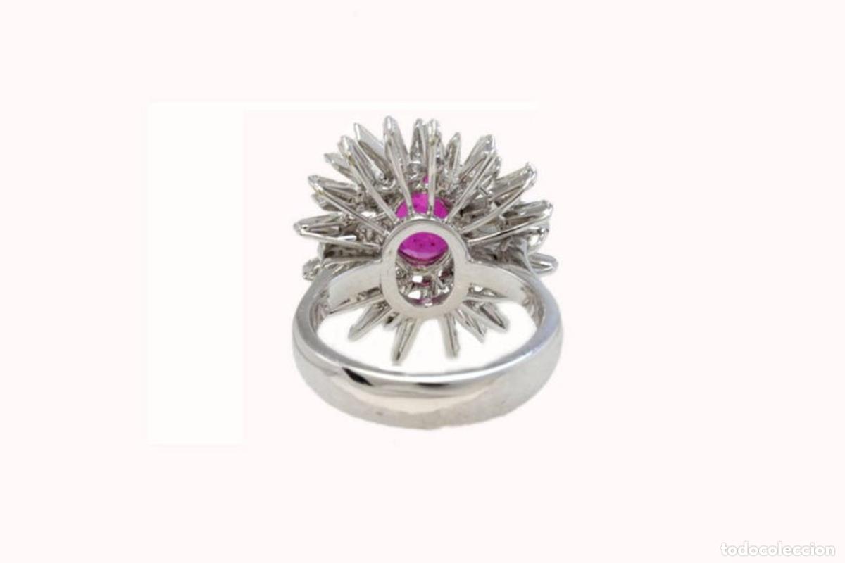 Joyeria: Anillo de moda artesanal con diamantes, oro blanco y rub&iacute; - Foto 6