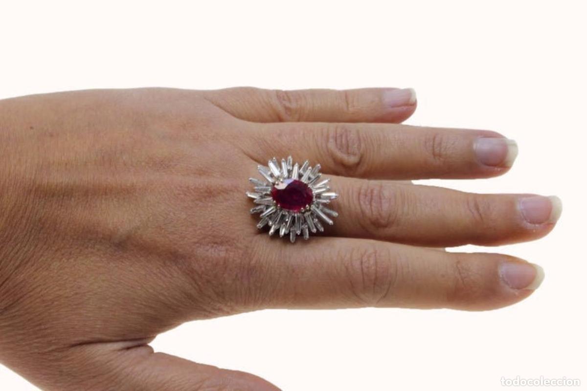 Joyeria: Anillo de moda artesanal con diamantes, oro blanco y rub&iacute; - Foto 7
