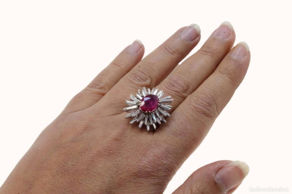 Joyeria: Anillo de moda artesanal con diamantes, oro blanco y rub&iacute; - Foto 8