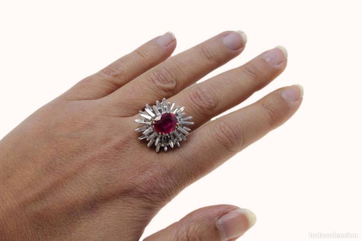 Joyeria: Anillo de moda artesanal con diamantes, oro blanco y rub&iacute; - Foto 10