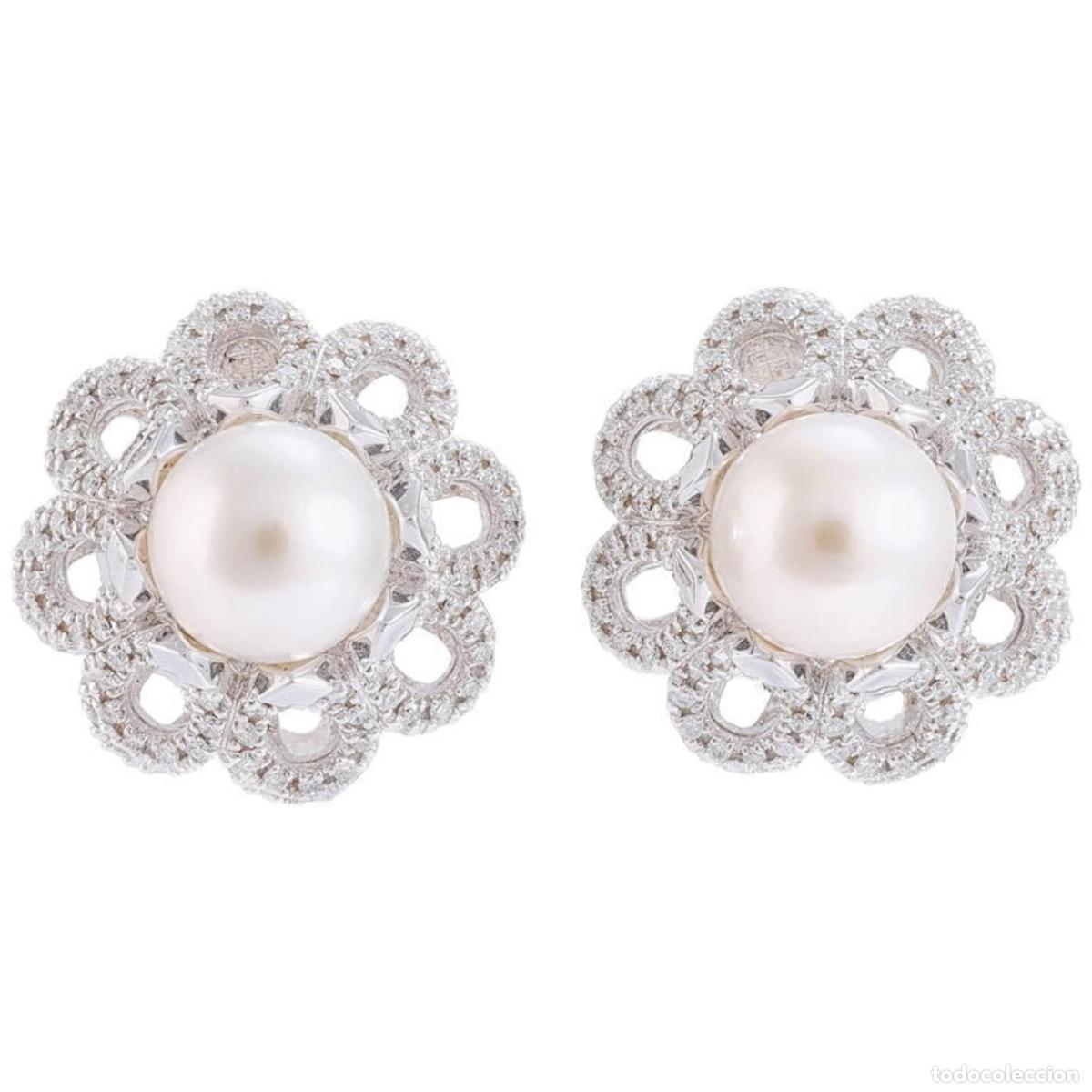 Joyeria: Pendientes Diamantes Perla Oro Blanco - Foto 1